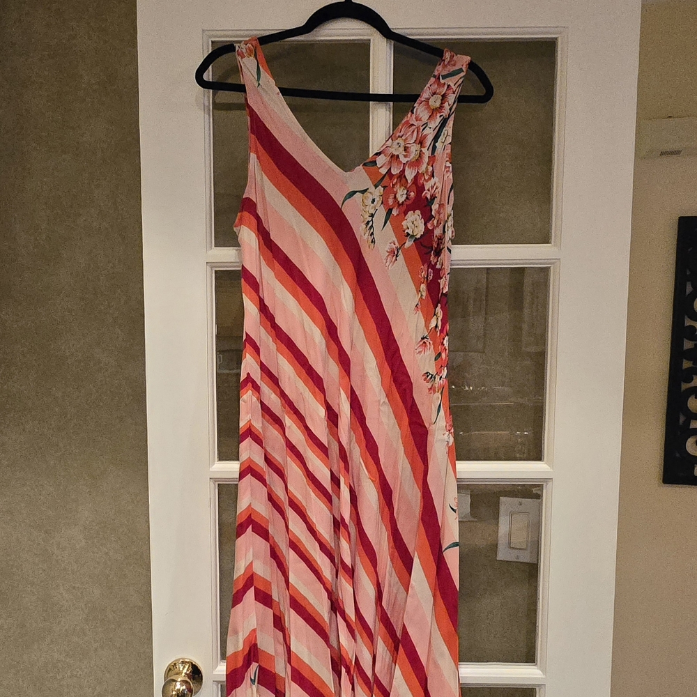 Floral Striped Midi Summer Dress